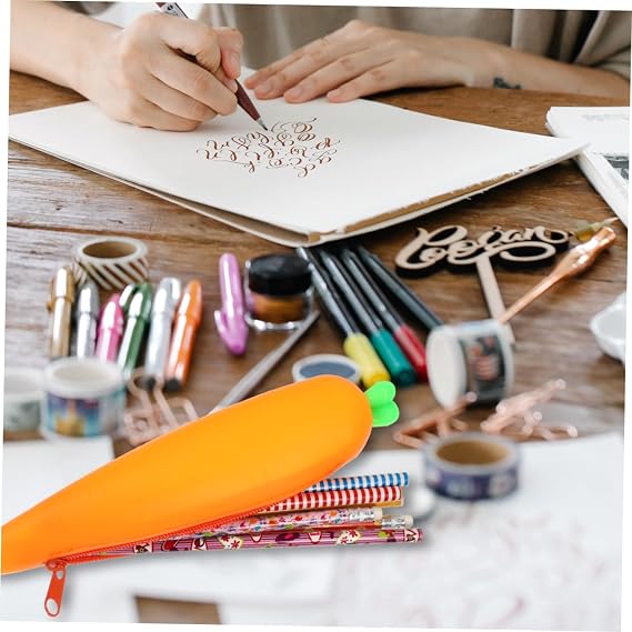 2pcs Creative Pencil Cases Lovely Silicone Pen Bags Large Capacity Pen Holders for Artist Use School Supplies