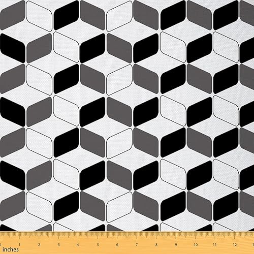 Miniatura 1 de The Yard - Tela geométrica en forma de cubo de tela para tapicería de arte espacial 3D para coser sillas, sofás, tela impermeable de estilo Piel