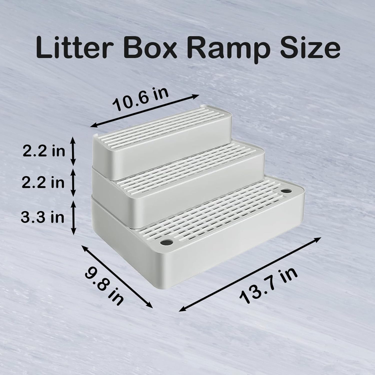 3 Steps Litter Box Ramp, Adjustable Cat Steps for Litter Box with Filter Holes Litter Trapper, Litter Trapper Cat Stairs for Litter Boxes, Easy Access for Kittens & Senior Cats