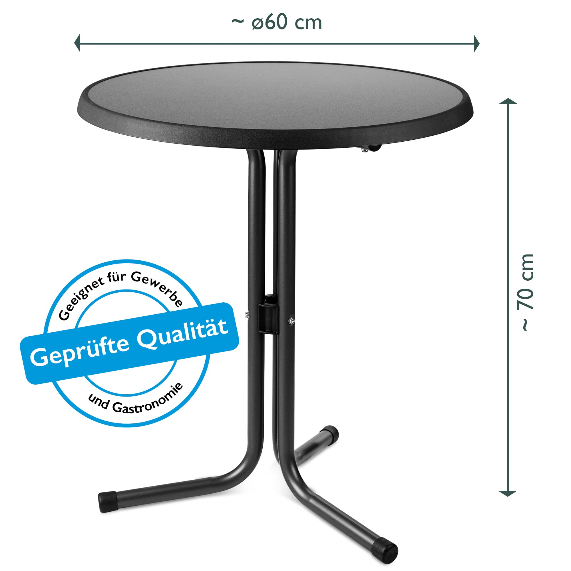 Beautissu Bistrotisch Outdoor Rund Wetterfest Made in Germany Balkontisch | Ø60cm 70cm hoch Anthrazit Gartentisch Beistelltisch Stehtisch Balkon Klein Garten runder Emma