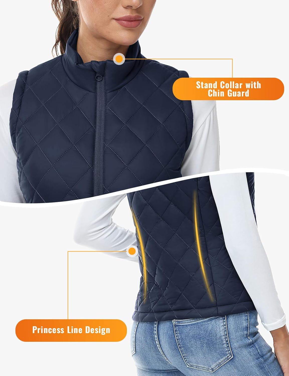 Rdruko Women's Quilted Puffer Vest Outerwear Lightweight Warm Sleeveless Winter Jacket Stand Collar Puffy Vests with Pockets - Image 4