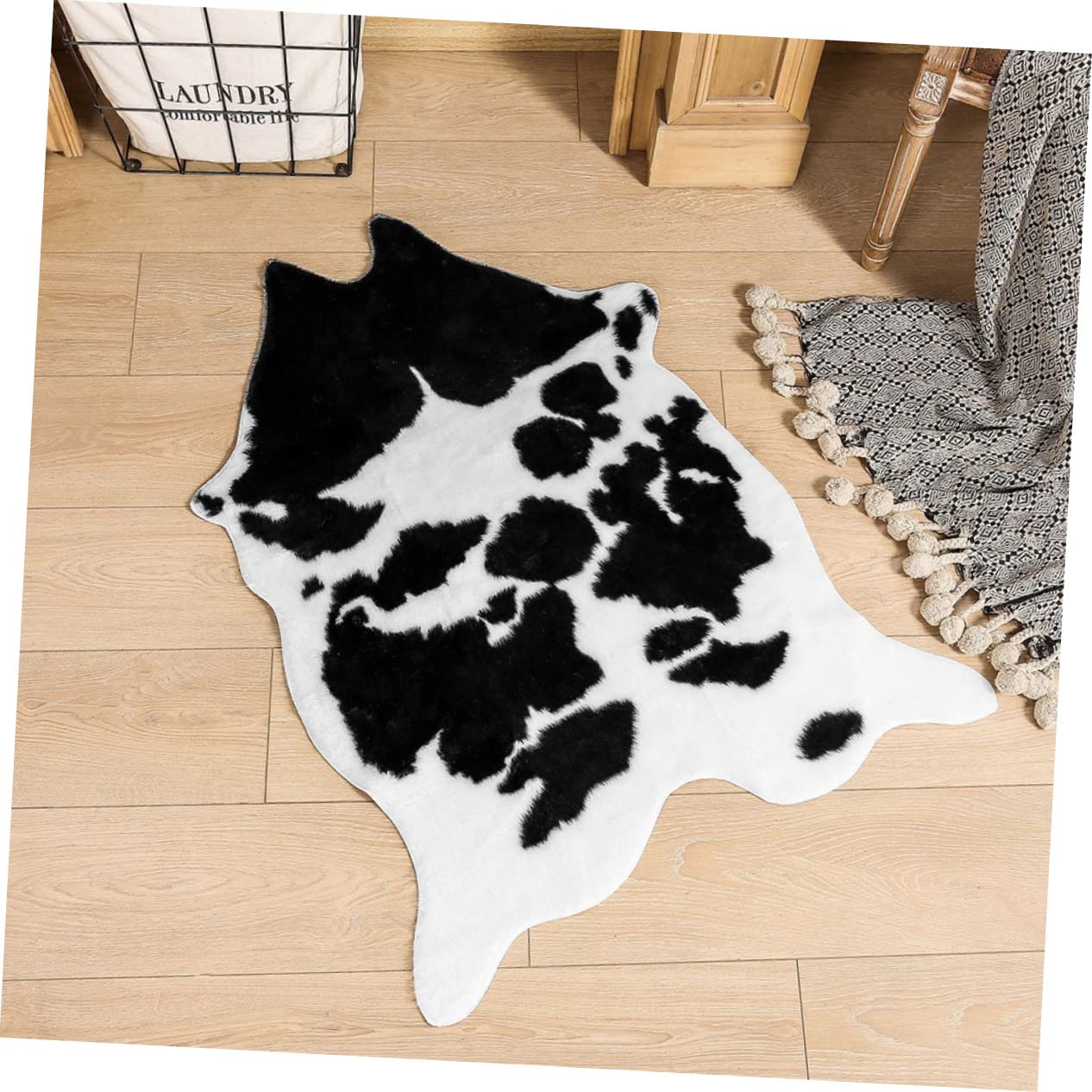 NOLITOY Tapis de Salon Antidérapant en Polyester, Motif Vache, 1 Pièce