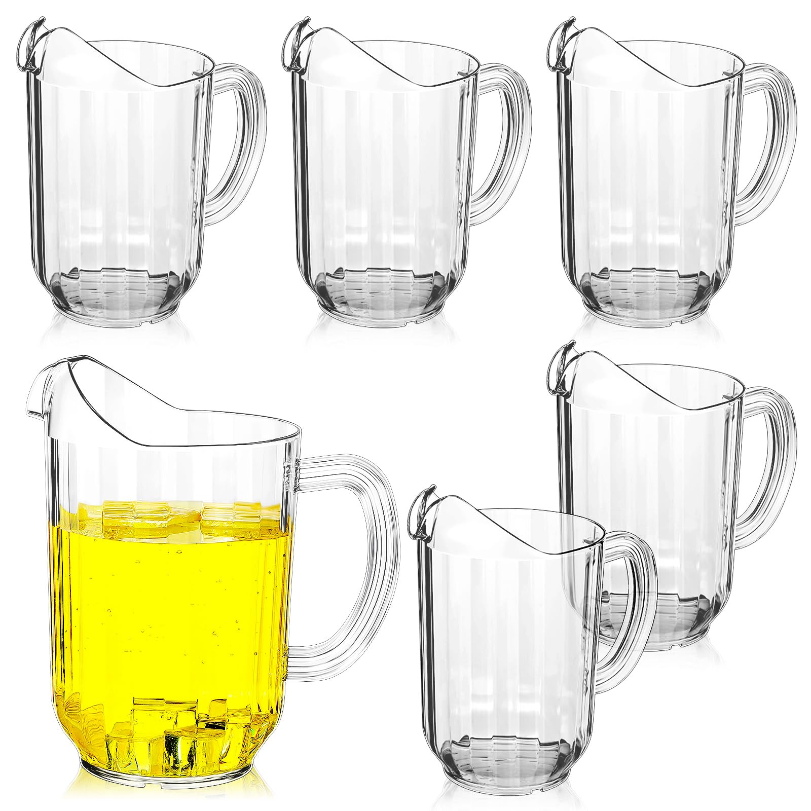 tessco 6 pcs plastic pitchers 60 ounce clear restaurant pitcher jug large water pitcher carafe serve milk tea juice drink for parties container dispenser beer jar