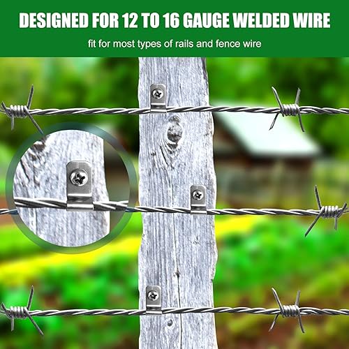 Miniatura 2 de 150 pinzas de alambre de acero inoxidable para valla de alambre con 150 tornillos para alambre soldado calibre 12-16 a valla de madera, metal o