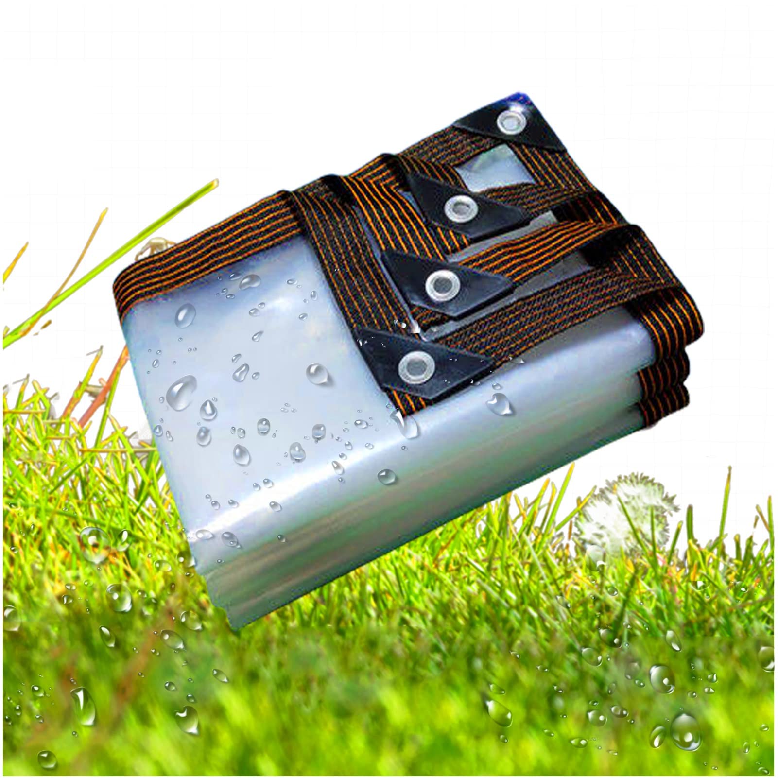 Clear Waterproof Tarp, 2X2M Transparent PE Tarpaulin with Eyelets, Multi-Purpose Cover for Outdoor Furniture Plant, Reinforced Sheet Tent for Garden Terrace Pavilion…