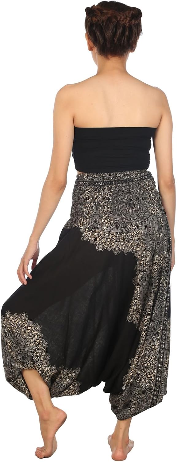 LOFBAZ Harem Yoga Pants for Women Boho Hippie Bohemian Aladdin Genie Jumpsuit - Image 2
