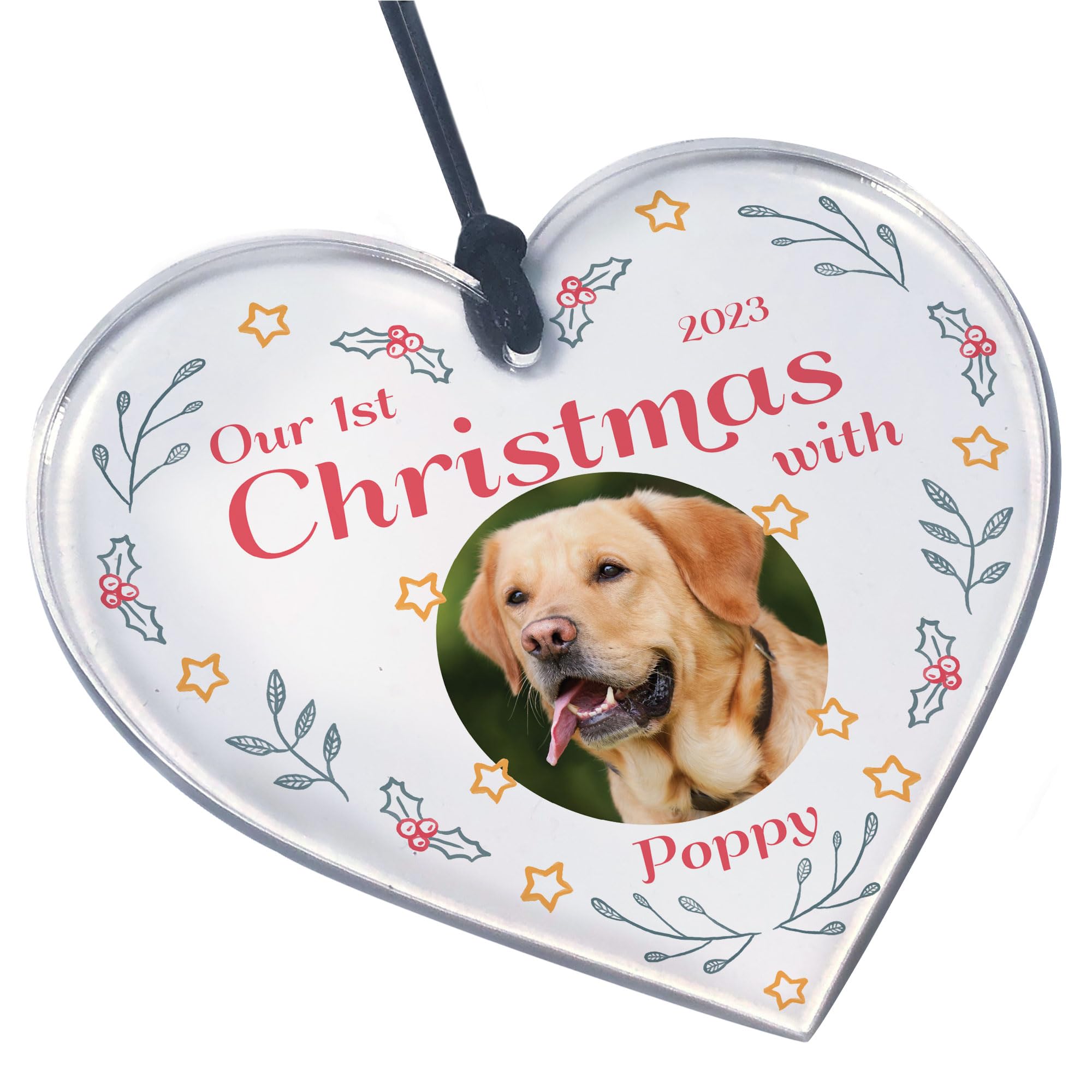 Red Ocean Dogs 1st Christmas Bauble Personalised Photo Christmas Tree Decoration Dog Gifts Pet Gifts Keepsake