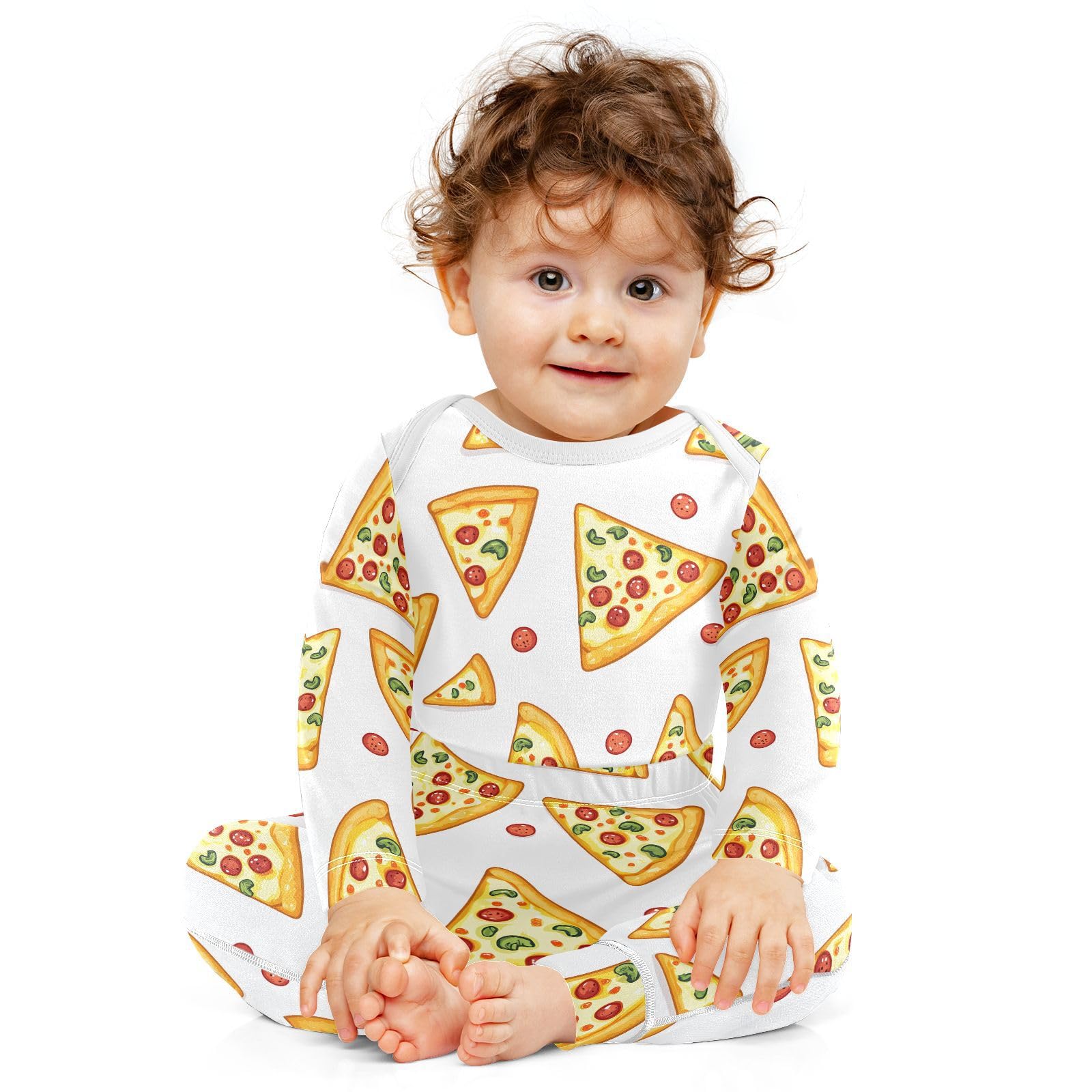 vvfelixl Baby Bodysuits Pants Sets Delicious Sliced Pizza Long Sleeve Baby Onesie Clothes for Boys Girls 3-6M