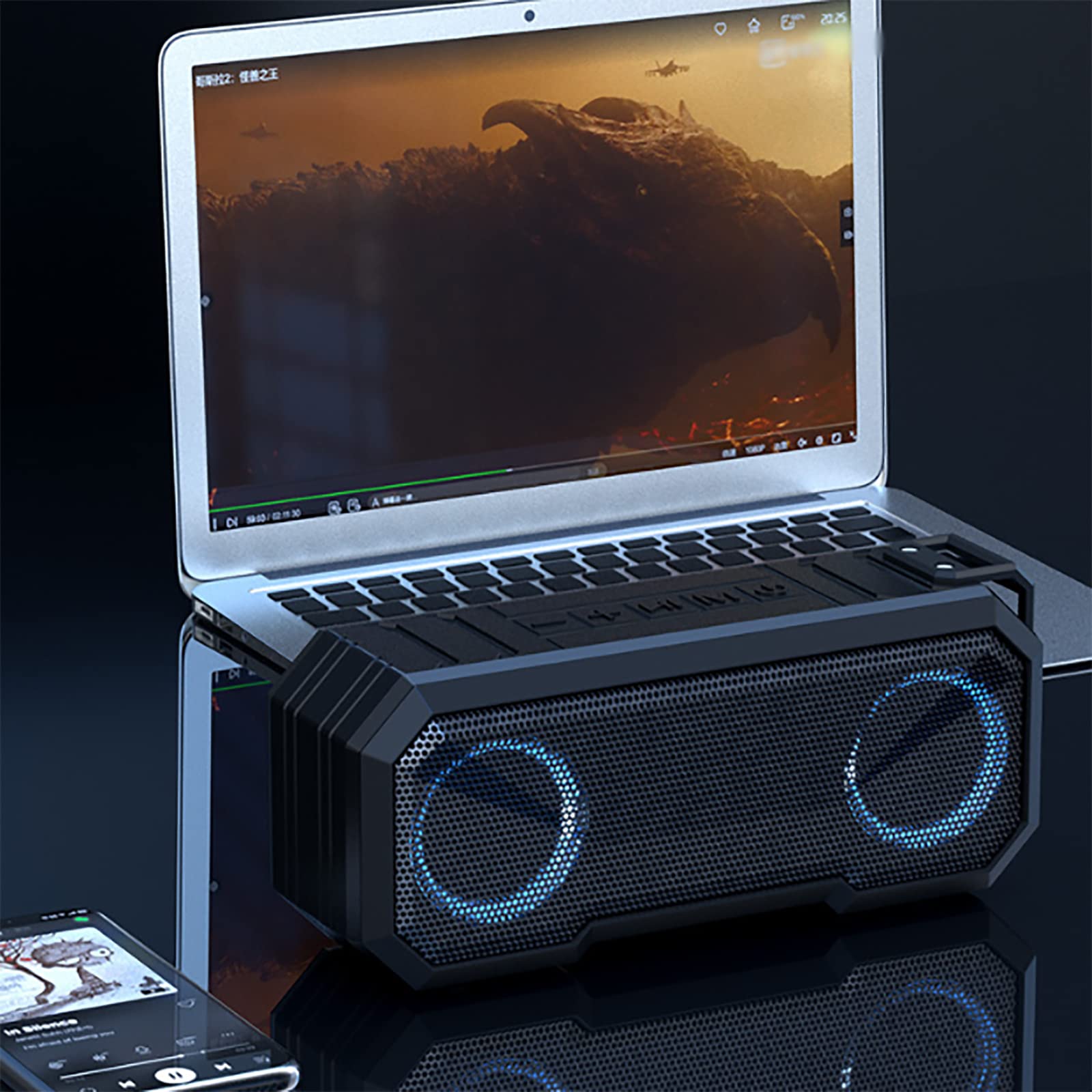 Altoparlante Professionale Bluetooth 5.0,Altoparlante Wireless Stereo Impermeabile IPX7 con Illuminazione a LED a 360° E Tecnologia Seriale Wireless, Raggio Connessione 30 Metri,per Casa