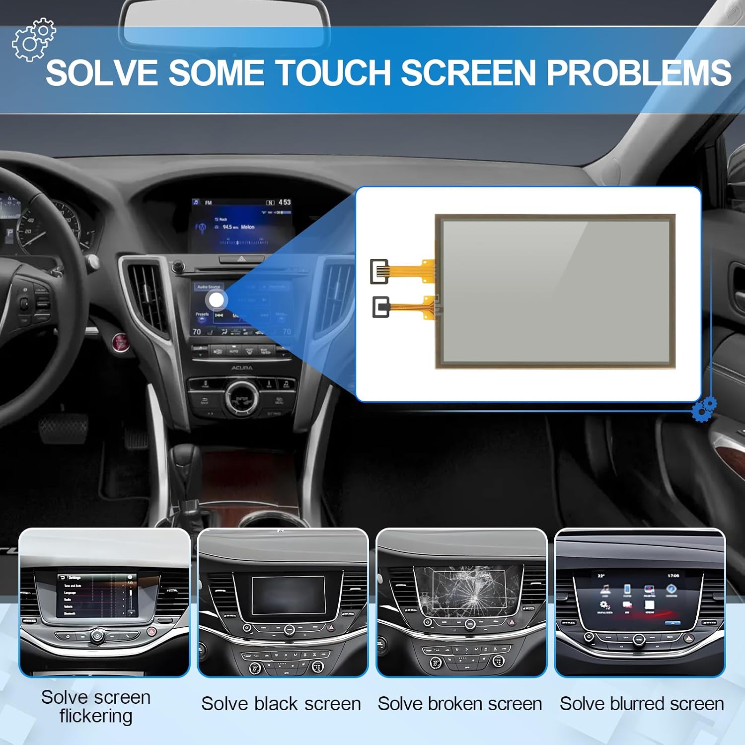 7 Inches Touch Screen for Acura TLX 2015-2017 MDX 2014-2016, Honda Odyssey 2014-2016 Car Touch Screen Glass Replacement 39540-TZ3-A140-M1 39540-TZ3-A130-M1 Display GPS Digitizer with Repair Tools