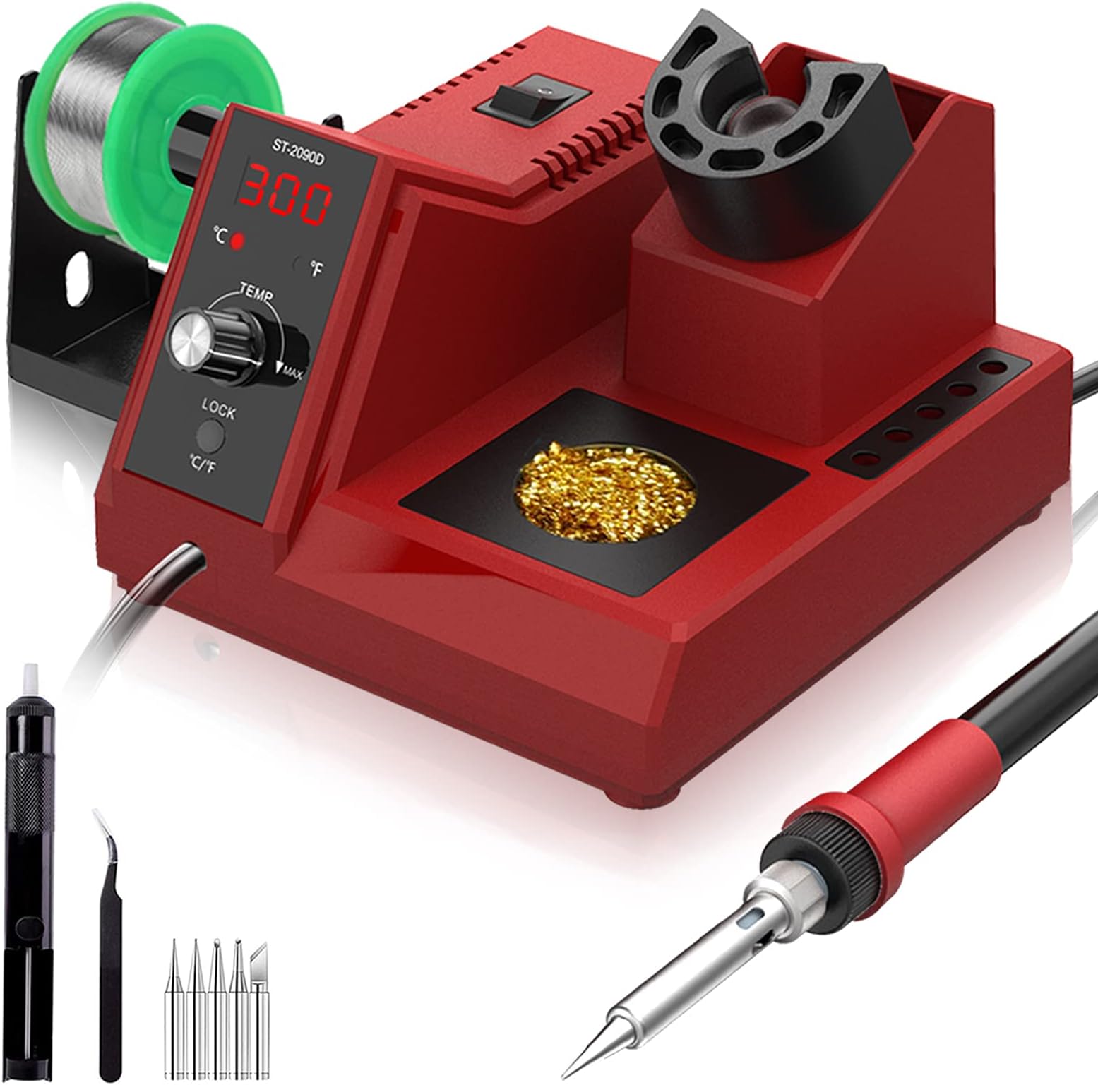 Station Soudage VEVOR 80W,Affichage Numérique,2 Mains d'Aide,5 Pointes, Soudure Sans Plomb,Ventouse,Pince,Veille Automatique,Conversion °C/°F | Leroy Merlin