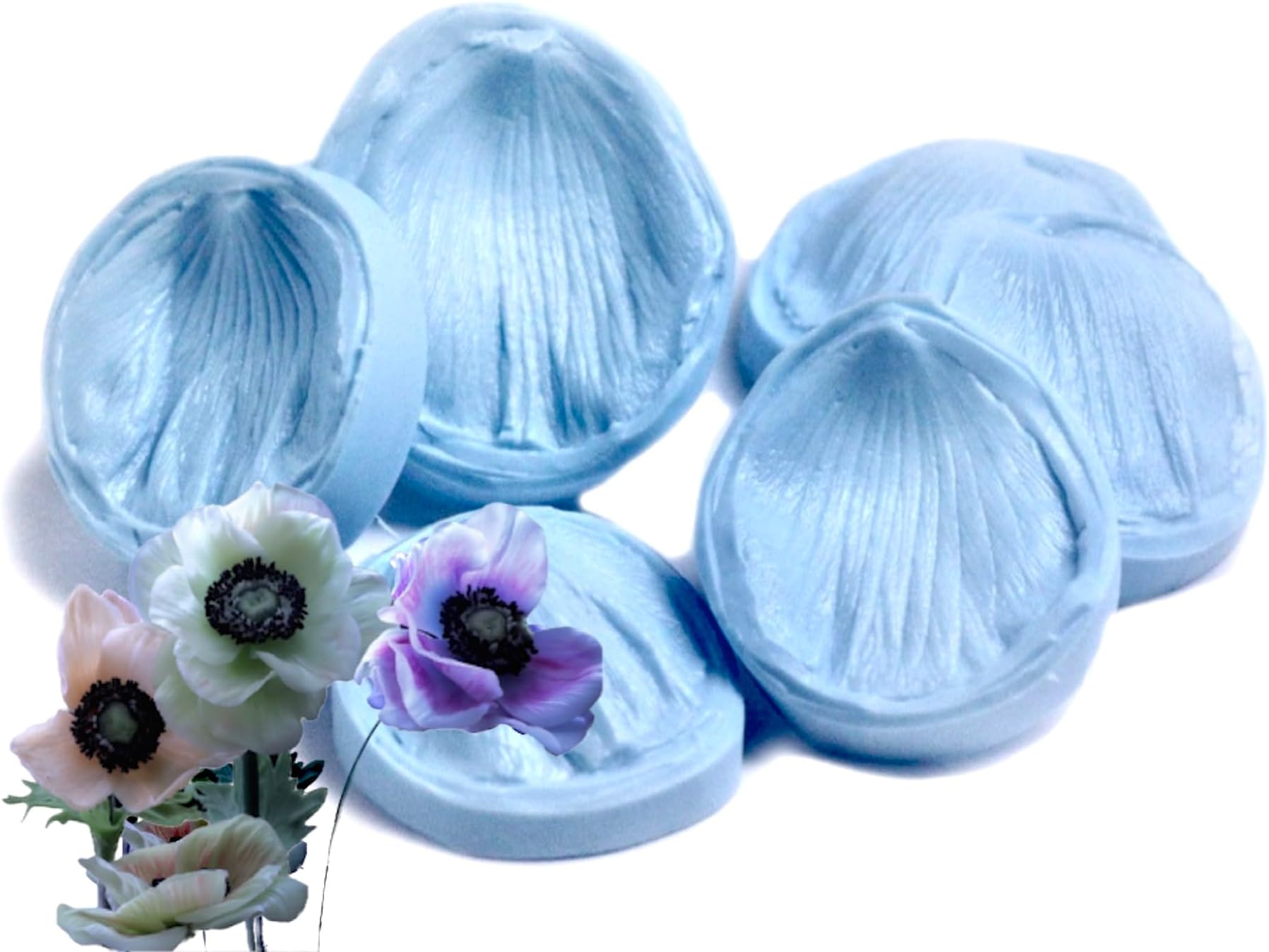 Anemone Silicone Mold Set Edible Flower Making Cake Decorating Tool Sugarcraft Moulds to make Sugar Flowers Polymer Clay Cold Porcelain Veiner (Anemone bloom veiner x3 only)