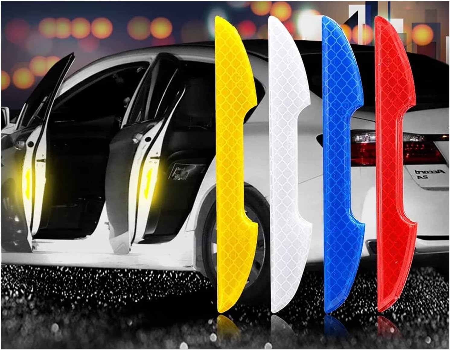 SAM (Green) (4 Pcs) Car Reflective Strip Anti-Collision Warning Sticker Safety Mark Scratch-Proof Tape for Bus Motorcycle Reflective Door Sticker Compatible with Captiva