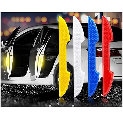 (White) (4 Pcs) Car Reflective Strip Anti-Collision Warning Sticker Safety Mark Scratch-Proof Tape for Bus Motorcycle Reflective Door Sticker Compatible with Vento