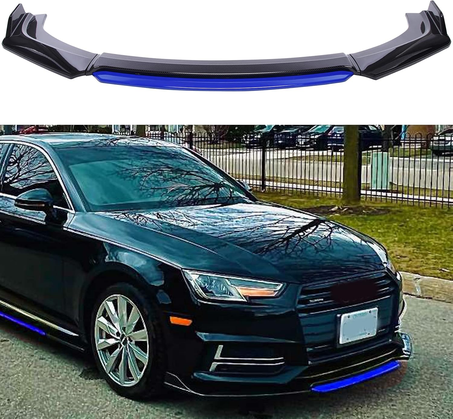 JMTBNO Universal Front Bumper Lip Splitter Chin Spoiler Body Kit Gloss Black Compatible with Honda Civics Audi A1 A3 A4 Ford Mustang Subaru WRX STI
