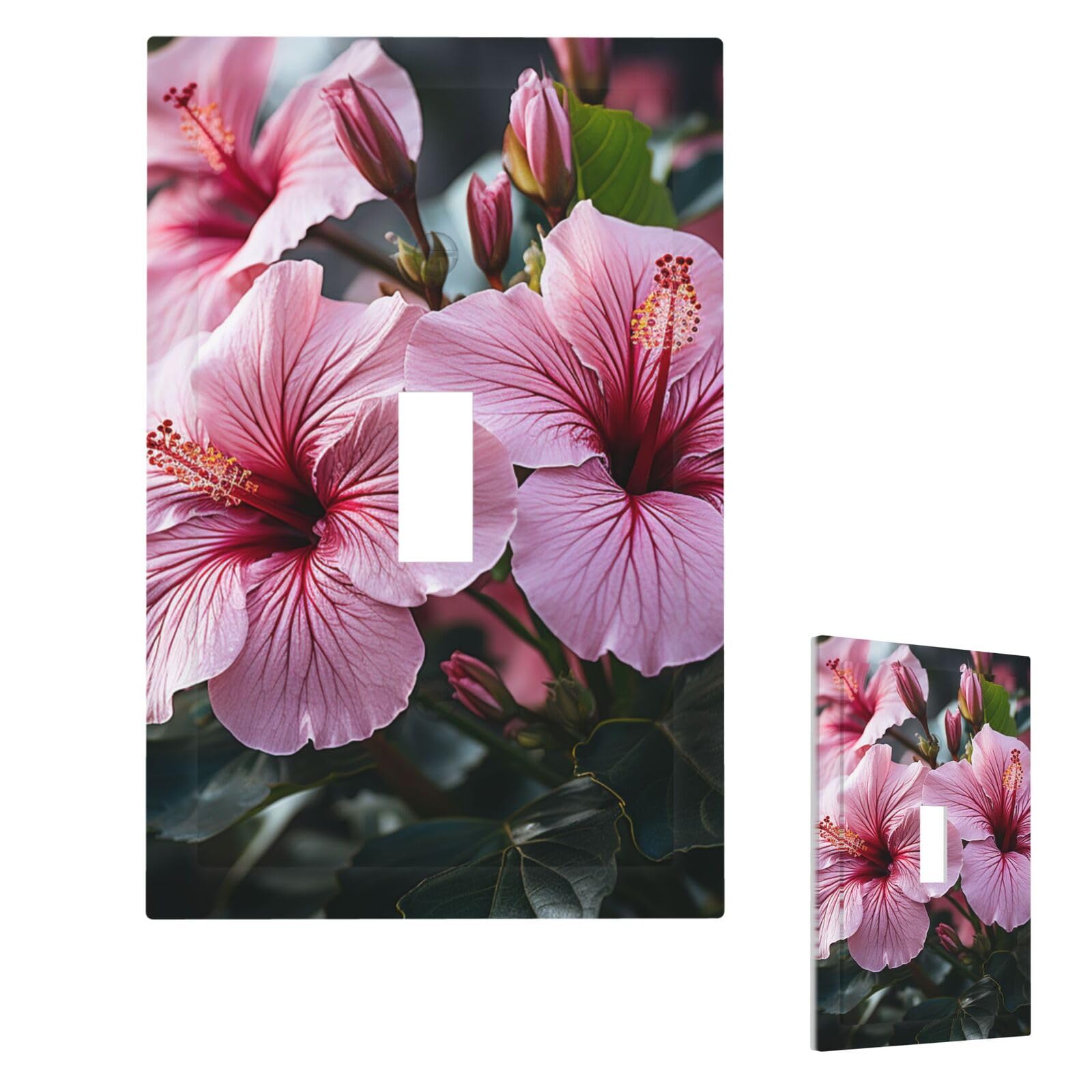 Tropical Flowers Wall Plate Cover Single Toggle, Modern Decorative Light Switch Cover Unbreakable Receptacle Outlet Covers for Living Room Bedroom Decor