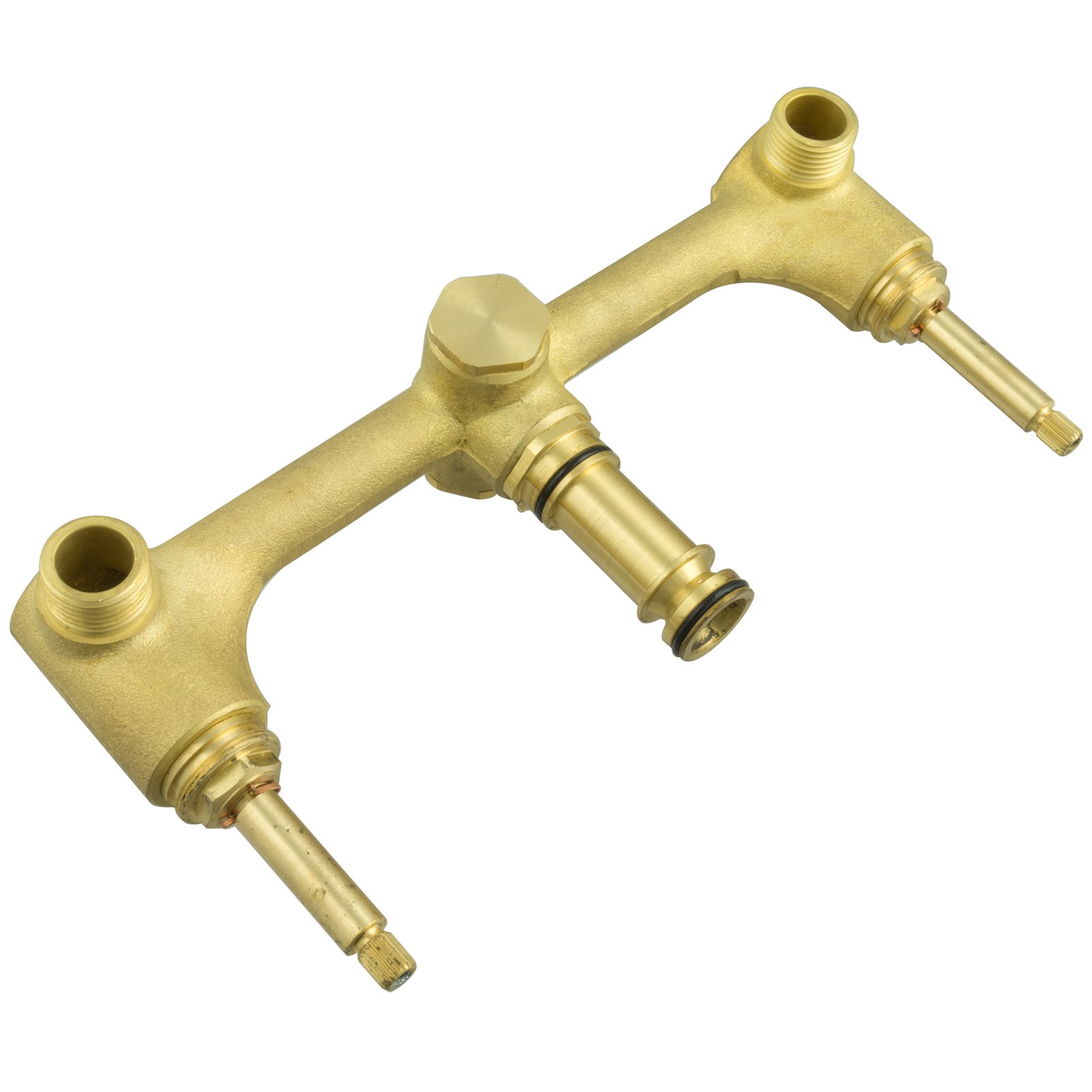 Set de Grifo de Lavabo Empotrado de 3 Orificios con Excentrador y Sifón, Latón Cromado, Grifo Monomando de Pared, Válvulas Cerámicas, Profundidad Instalación 55 mm
