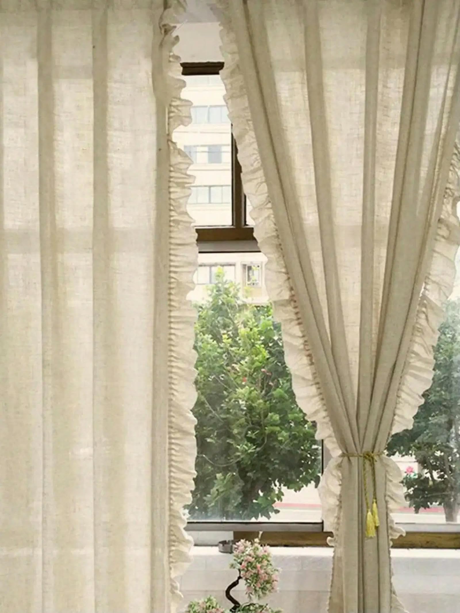 Zasłona do sypialni z bawełnianej przędzy lnianej w stylu lnianym