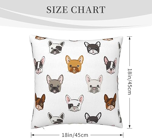 Miniatura 9 de VARUN Fundas de almohada cuadradas de bulldog francés para decoración del hogar, sofá, automóvil, dormitorio, cabezas de animales de dibujos