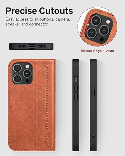 Miniatura 7 de OCASE Retro Series - Funda tipo cartera compatible con iPhone 14 Pro con tarjetero bloqueo RFID carcasa interior de poliuretano termoplástico