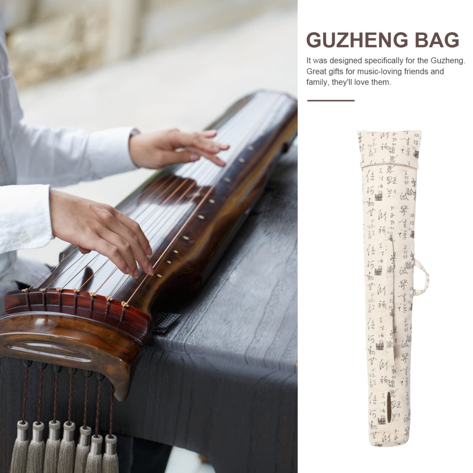 TOYANDONA Traditionelle Guzheng Tasche aus Baumwollleinen Gepolstert mit Griff Leichte Instrumentenaufbewahrung für Guzheng Outdoor Tragetasche für Reisen