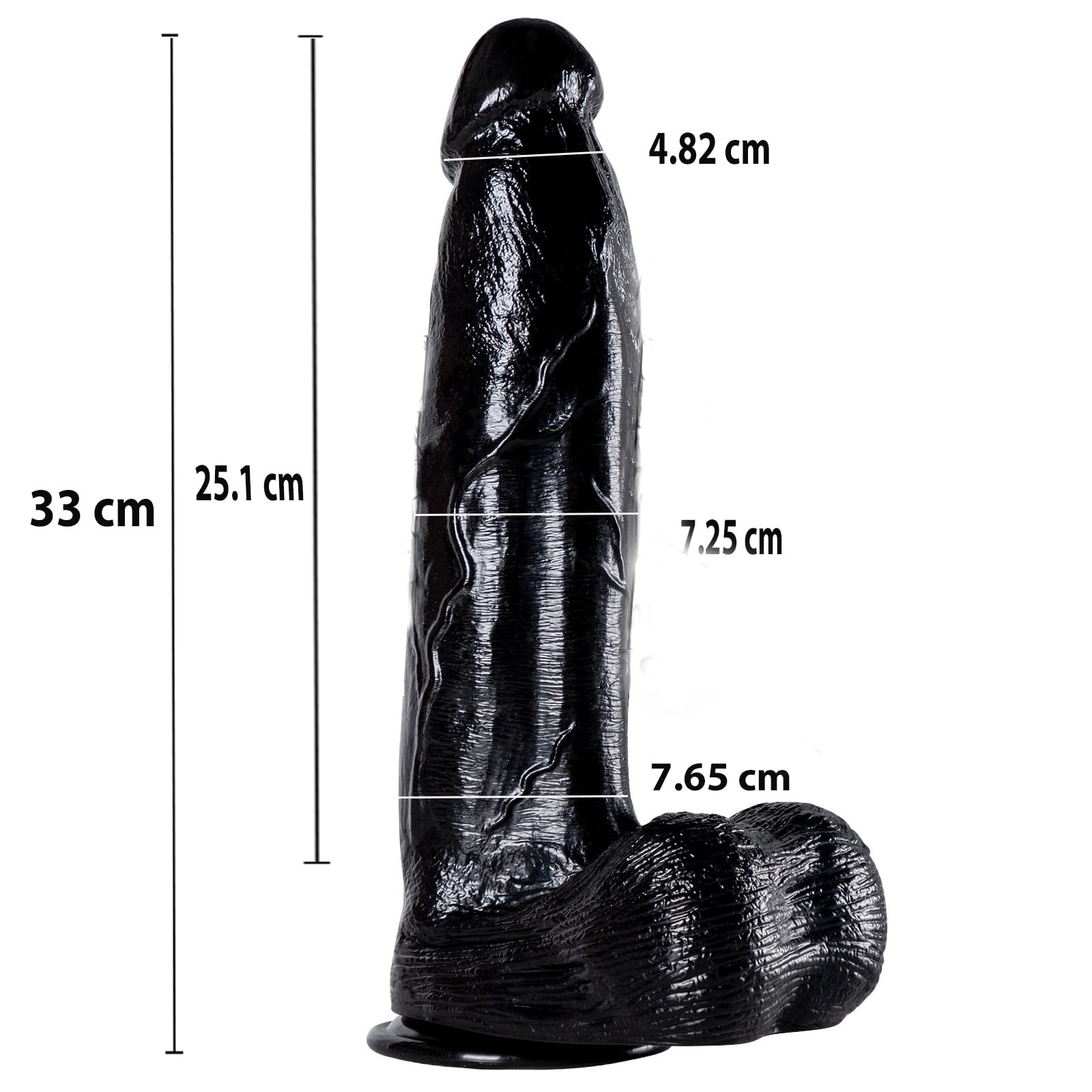 33 * 7 cm XXL Dildo per La Stimolazione Punto G, Realistico Dildo Anale Big Black Cock con Ventosa, Fallo Anale da Uomo Nero Grande Mostro Pene, Fallo gigante Giocattolo sessuale per coppie Donne Gay