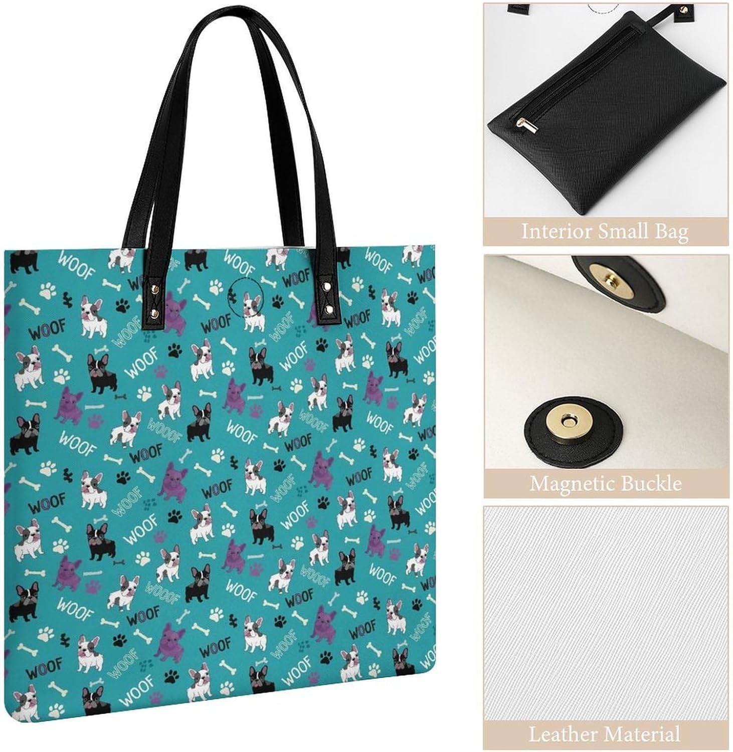 Women's Casual Tote Bag Portable Shoulder Bags Pu Leather Large Grocery Bag Travel Essentials - Image 5