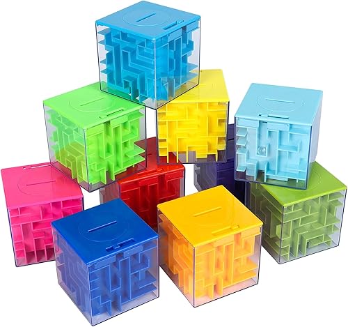Caja de rompecabezas de laberinto de dinero para niños y adultos, caja de regalo perfecta para guardar dinero (10 unidades)