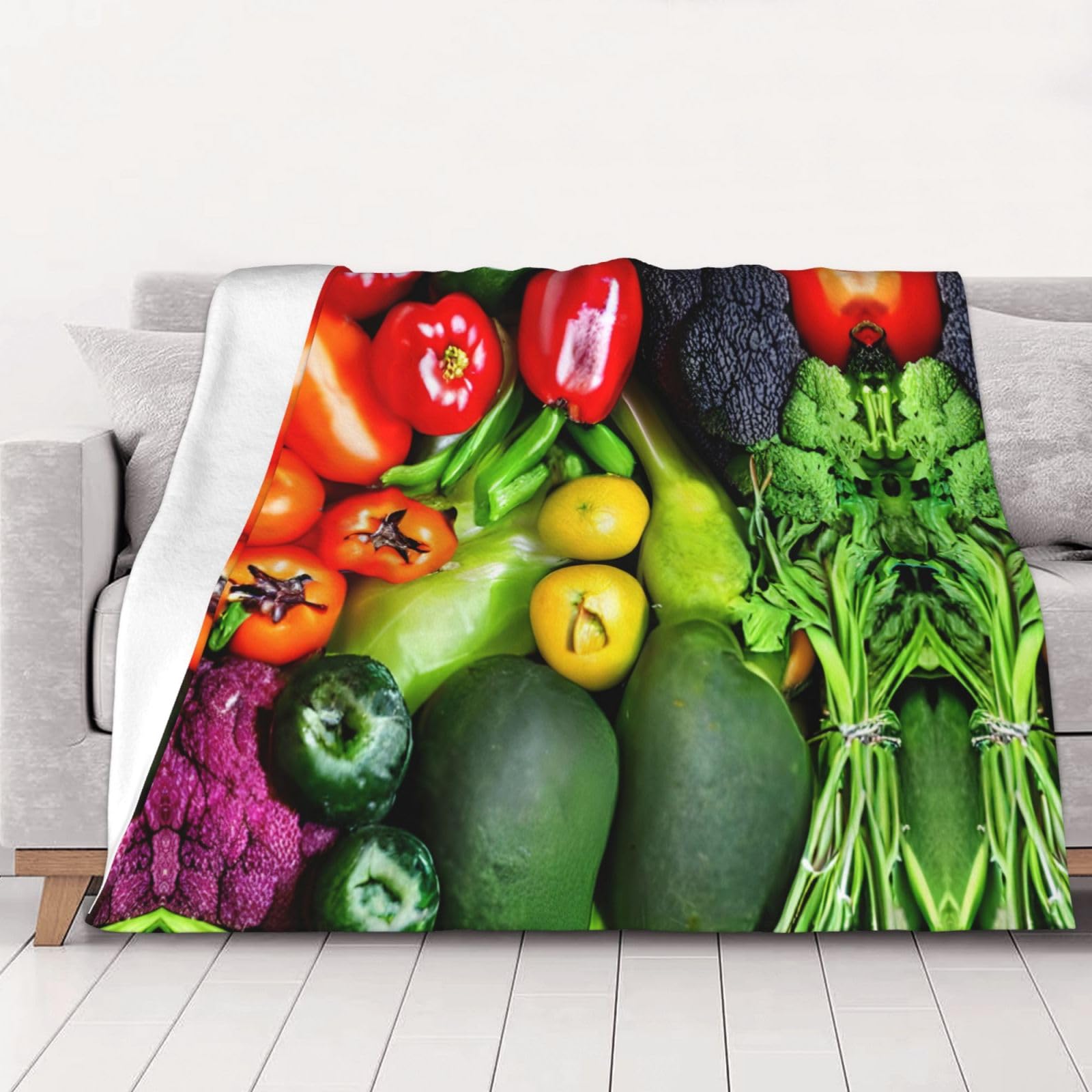 Couverture en flanelle Fruits et Légumes 76x101 cm plaid chaud doux microfibre