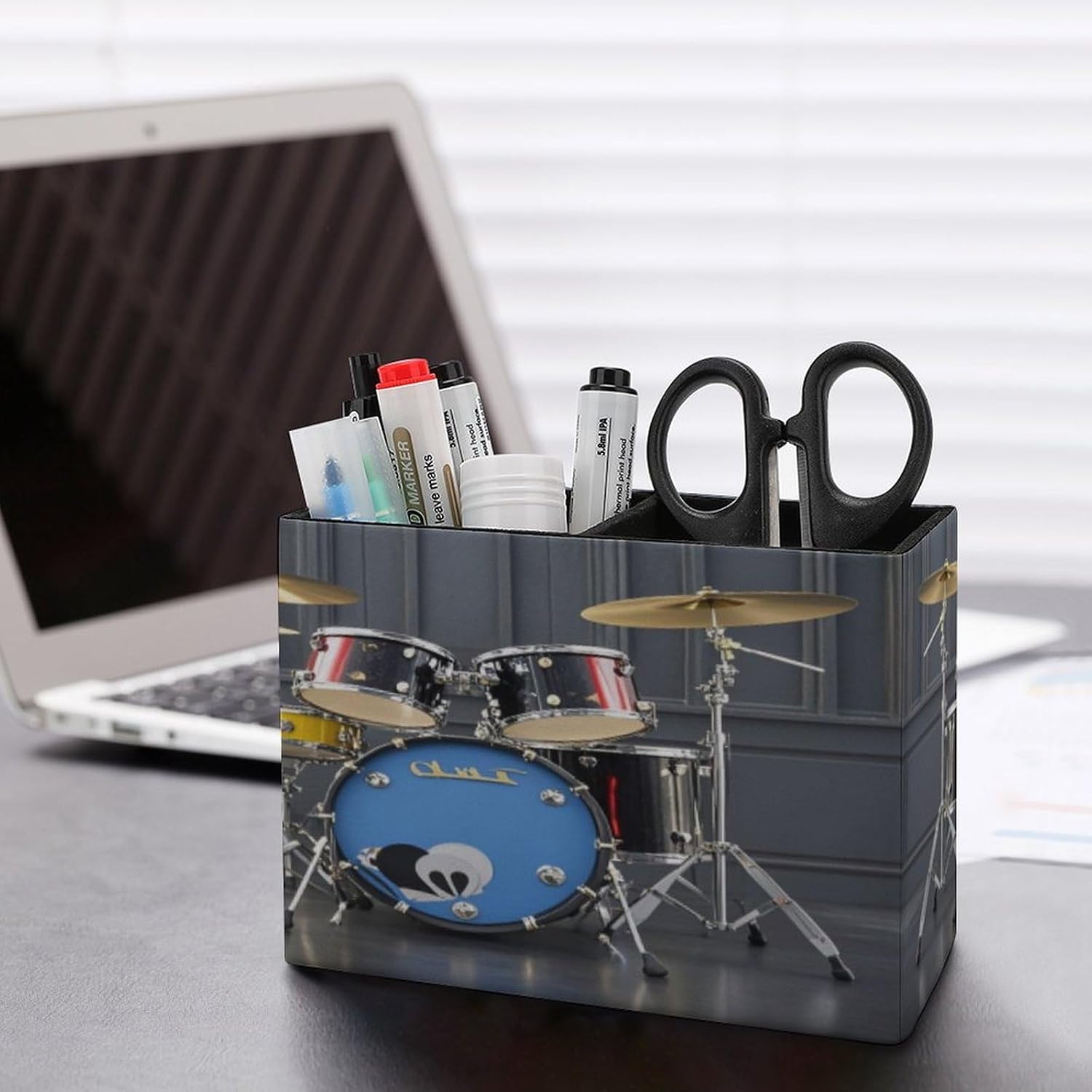 Cool Drum Set Desk Organizer Pen Holder with 2 Slots image 5