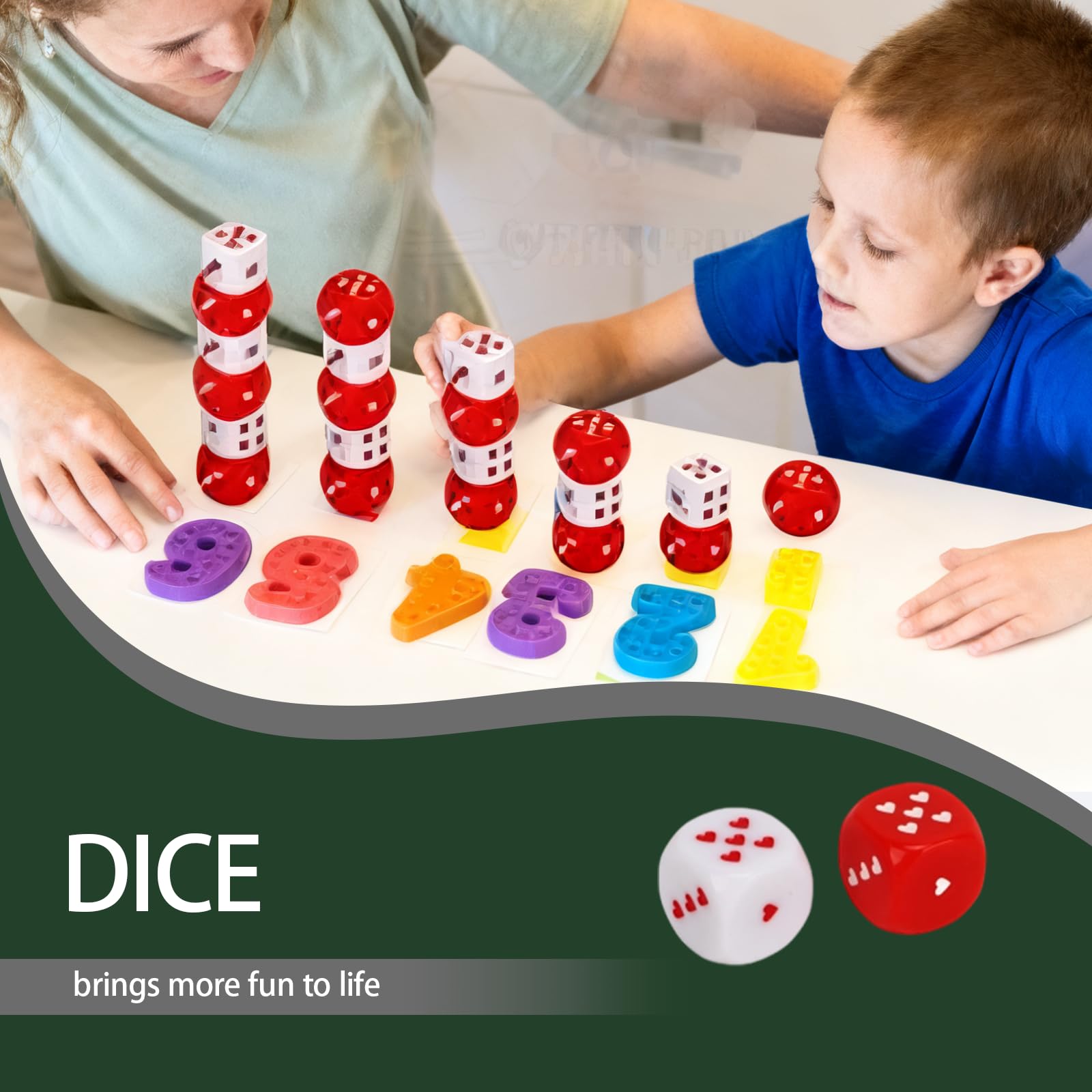 Dadi a cuore, 5 paia 25mm di metodo di gioco multiplo in plastica bianca rossa Gioco portatile alla moda D6 Set di oggetti di scena a sei facce