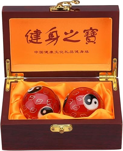 197  bolas de Baoding chino mano ejercicio masaje bolas con caja rojo Yin Yang bolas con campanas padres regalo TQZDBS67