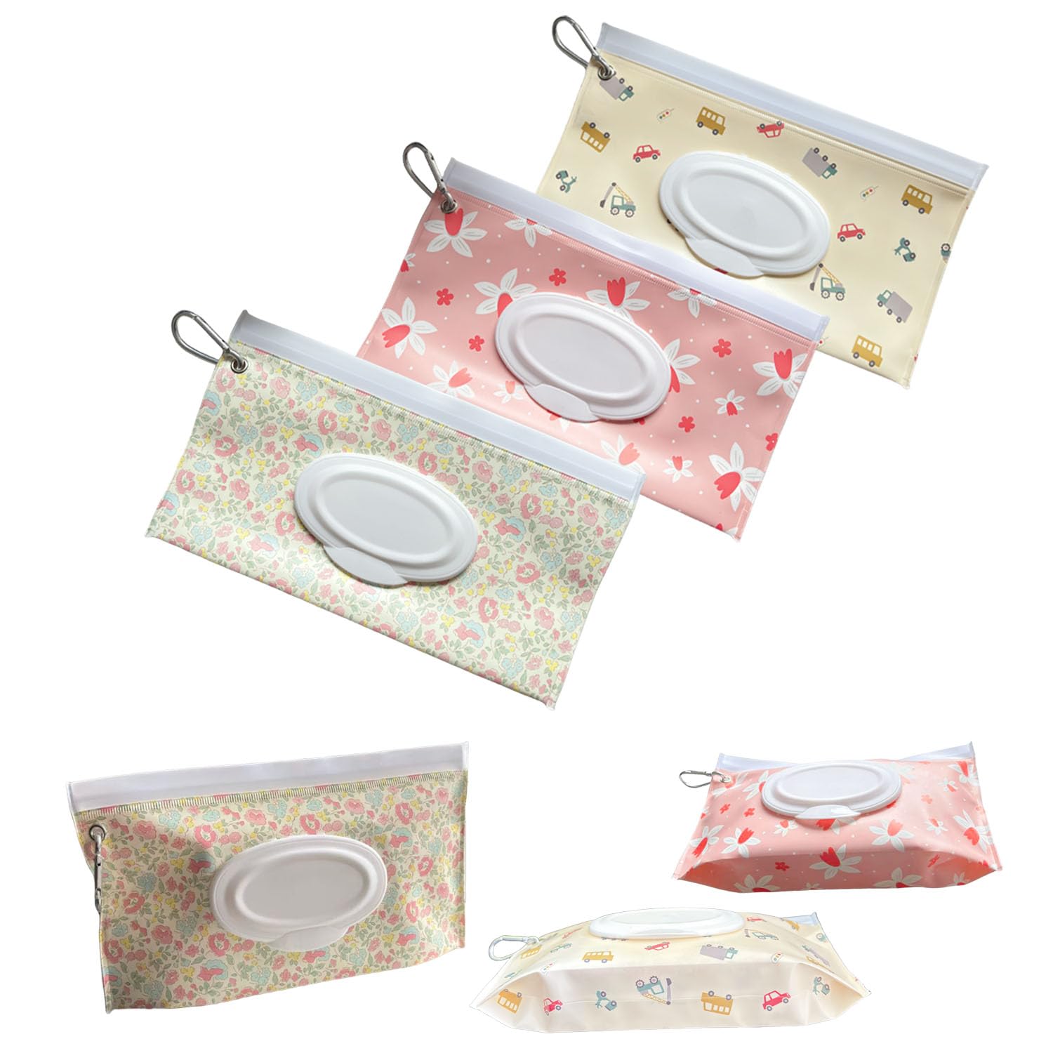 3 PCS Baby Wipes Dispenser Portable Wet Wipe Dispenser Bag，Portable Refillable Wipe Holder, Baby Wipes Container, Wipe Dispenser, Wet Wipe Carrying Case Holder for Travel