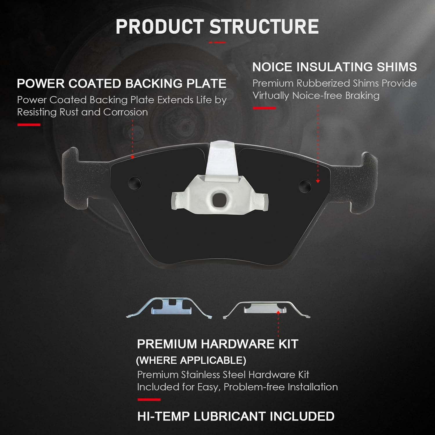 cciyu Front Rear Ceramic Brake Pads Kits 8pcs fit For BMW 330Ci, 330i, 330xi, M3, X3, Z4