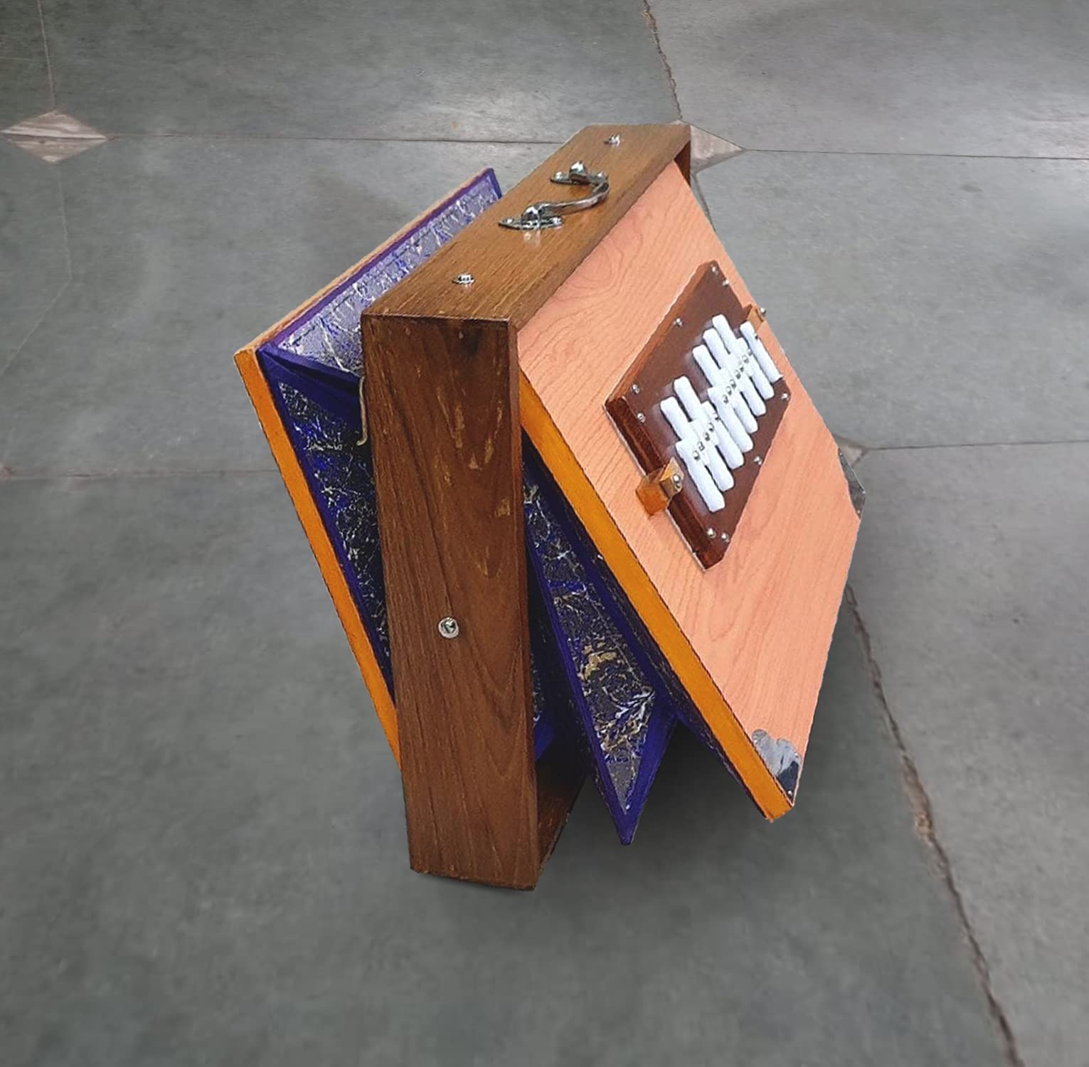 Shruti Box, groß und klein, reines Teakholz, Sur Peti mit Formtasche, natürliche Farbe, Musikinstrument, gestimmt 432 Hz und 440 Hz (hergestellt in Indien)