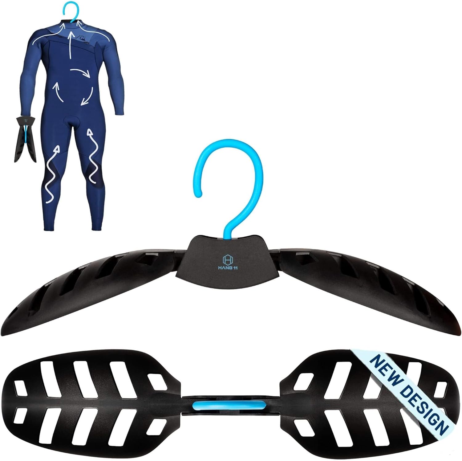 Hang 11 Wetsuit Hanger - Improves Your Wet Suit Longevity, Quick Dryer, Foldable Wetsuit Hangers for Surfers, Ideal for Drysuit Scuba Diving Gear & BCD, Surfing Accessories, Surfing Gifts (Blue)