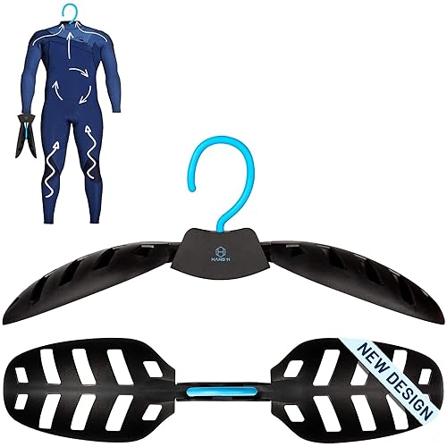 Hang 11 Wetsuit Hanger - Improves Your Wet Suit Longevity, Quick Dryer, Foldable Wetsuit Hangers for Surfers, Ideal for Drysuit Scuba Diving Gear & BCD, Surfing Accessories, Surfing Gifts (Blue) - Blue