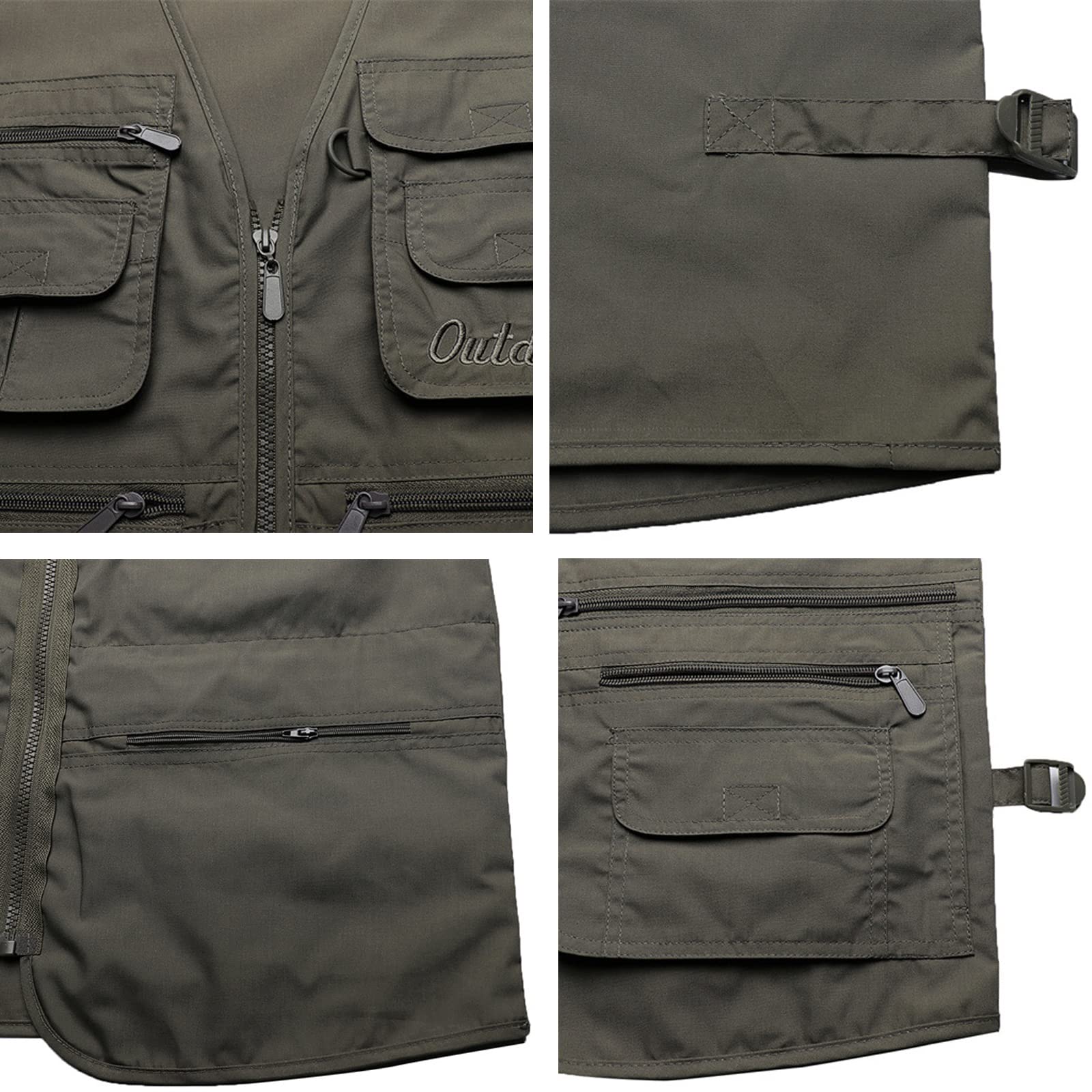 Mire Gilets de Pêche Multi-Poches pour Hommes Extérieur Gilet de Randonnée Chasse Safari Haut de Photographie Respirant(Size:5XL,Color:Blanc)