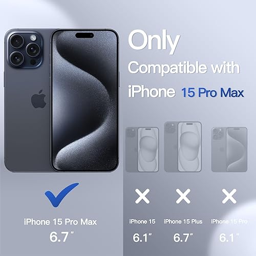 Miniatura 2 de JETech Funda mate para iPhone 15 Pro Max de 6.7 pulgadas, protección contra caídas de grado militar, cubierta trasera translúcida esmerilada,