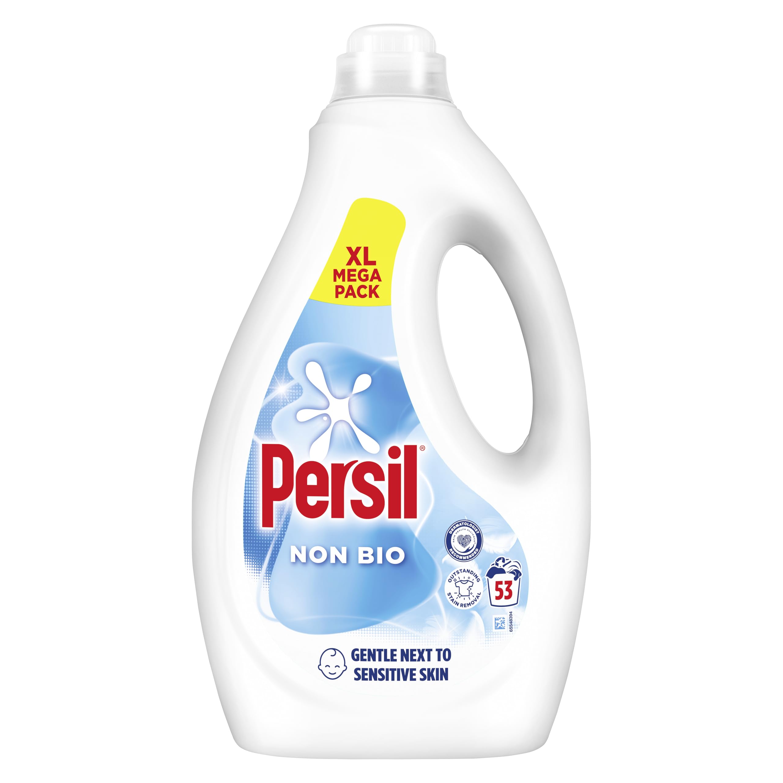 Non Bio Laundry Washing Liquid Detergent outstanding stain removal in quick & cold washes tough on stains, gentle next to sensitive skin 53 washes (1.431 L), Packaging May Vary