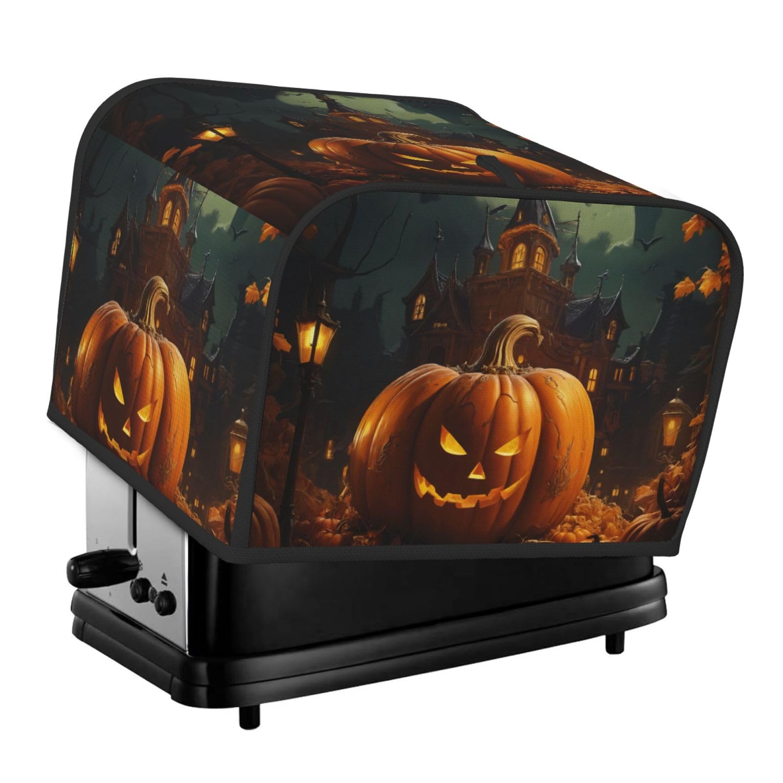 Pumpkin Halloween Print 4-Slice Toaster Cover Dustproof Waterproof Kitchen Appliance Protector For Bread
