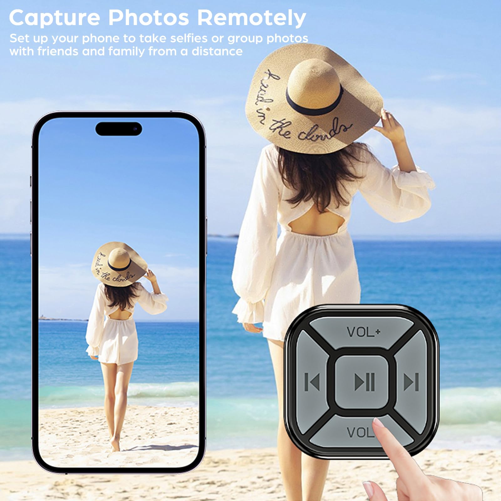 Bluetooth Wireless Multimedia Remote Control Button for iPhone Android Selfie Music Controller