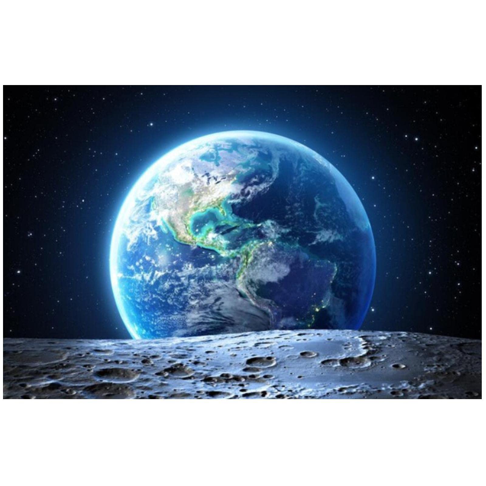 Amazon｜青い地球と衛星宇宙風景キャンバス壁アートポスターとプリント