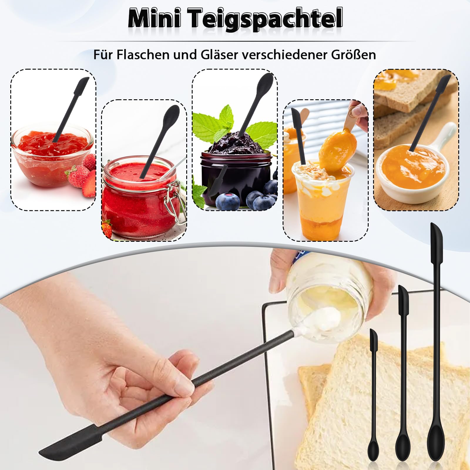 3-teiliges Silikon-Spatel-Set Klein – Hitzebeständig Bis 200°C, BPA-frei, Spülmaschinengeeignet