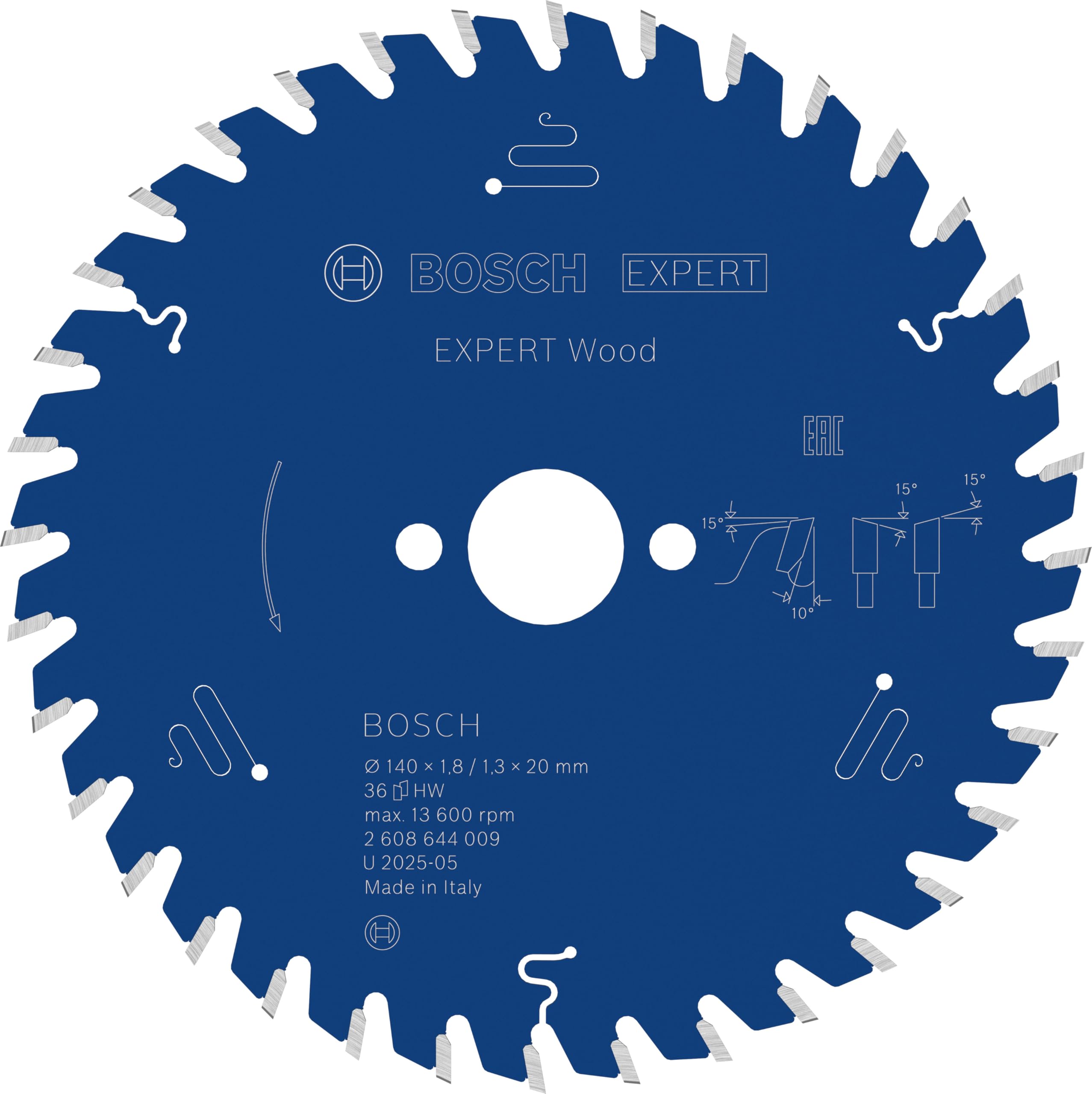 Bosch Professional 1x Kreissägeblatt Expert for Wood (Holz, Sägeblatt Ø 140 x 20 x 1,8 mm, 36 Zähne, Zubehör Kreissäge)