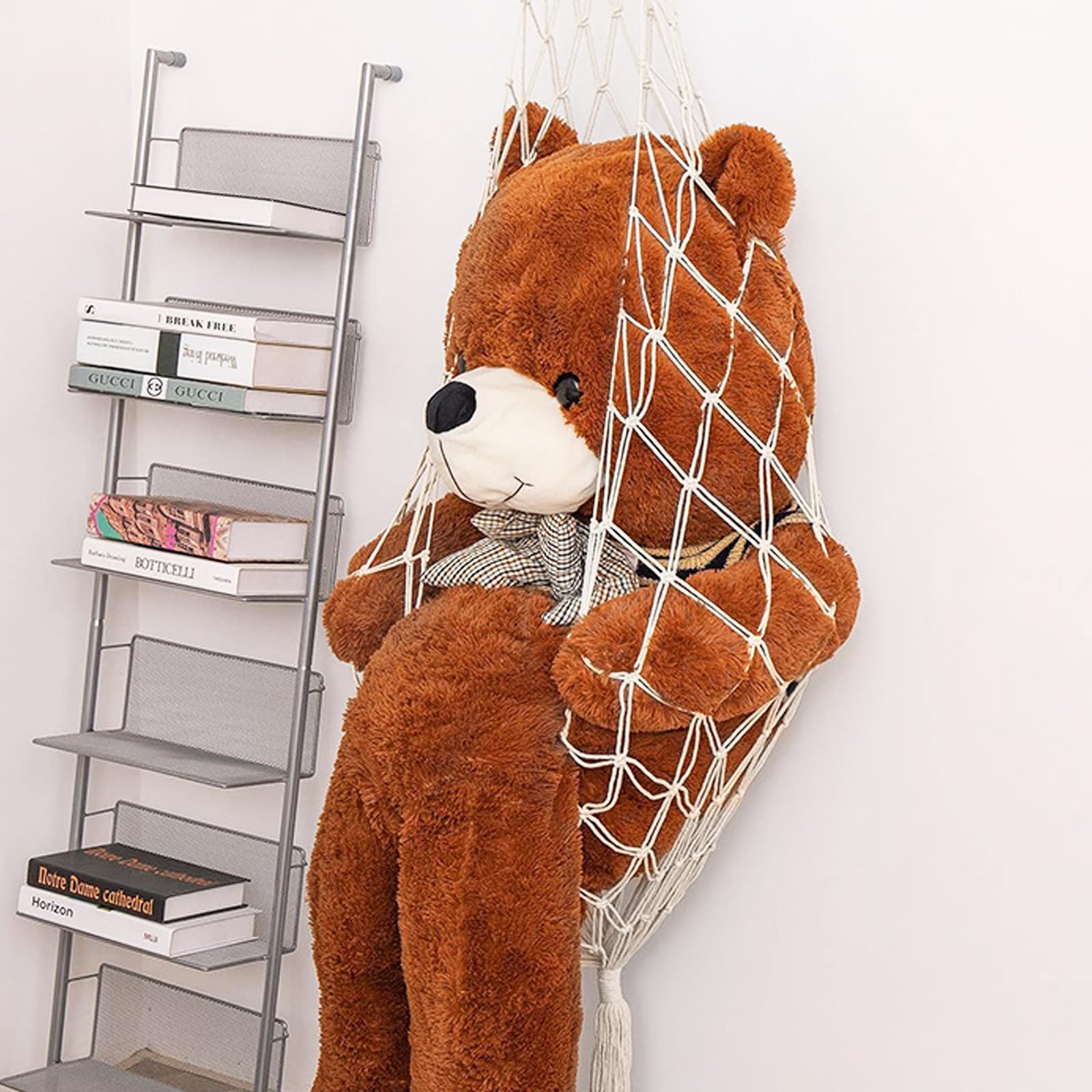 Makramee Plüschtier Netz, Stofftier Aufbewahrung Netz, Spielzeug Hängematte Netz, Kuscheltiere Teddy Eckspielzeug Netz für Schlafzimmer Ecken, Wände und Decken