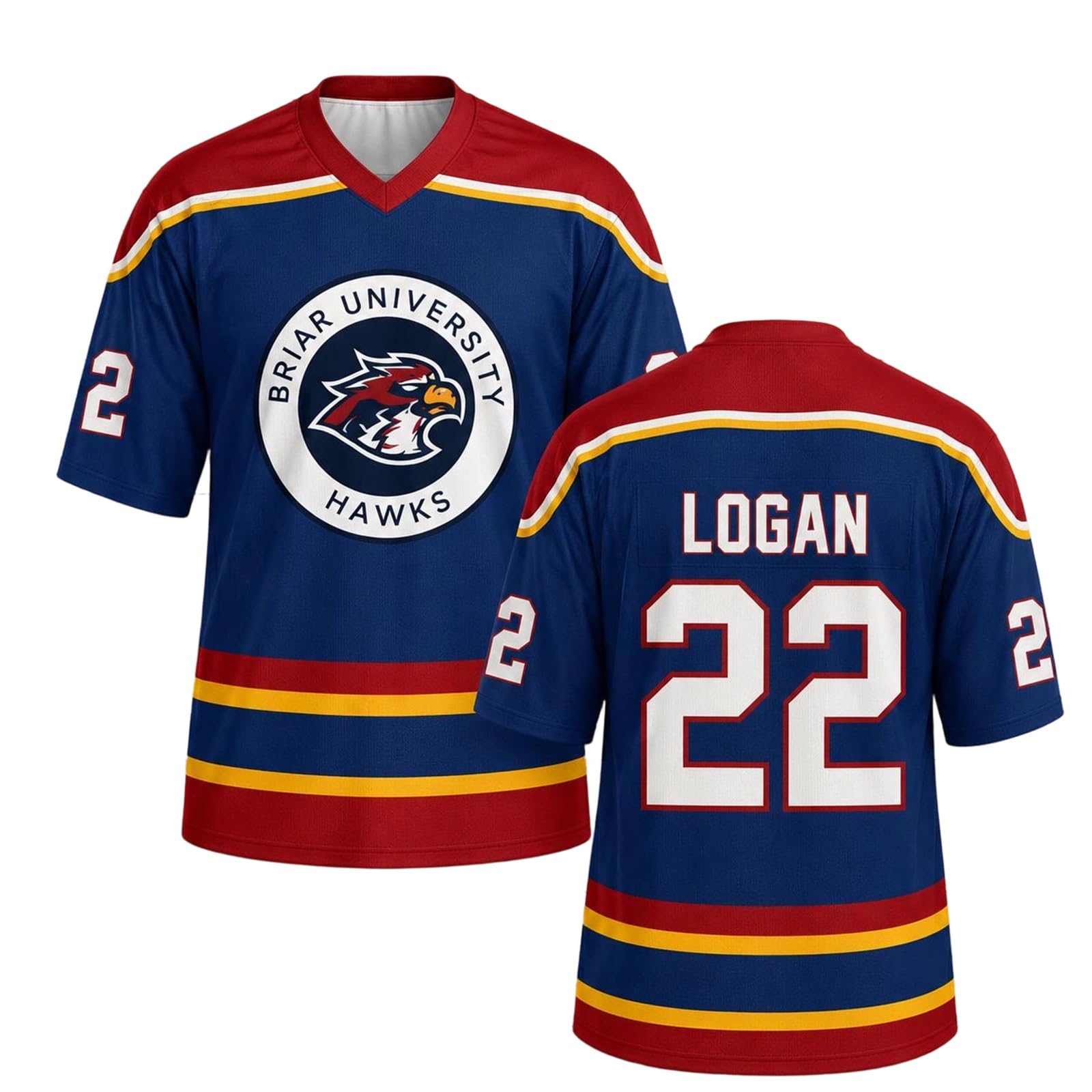 Off Campus Merch Briar University Merch Graham 44 Logan 22 Tucker 46 Di Laurentis 66 Hockey Jersey Womens Off Campus Shirt V Neck Short Sleeve Jersey Shirts for Fans 01-Dark Blue S