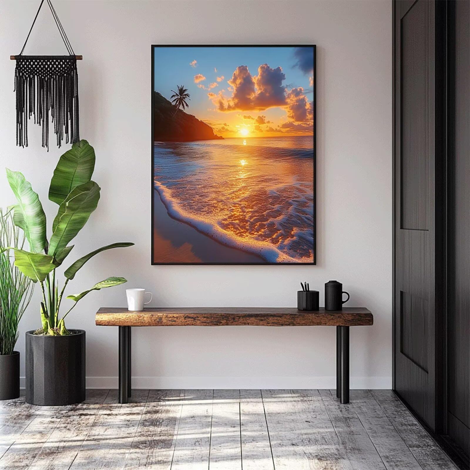 5D DIY diamentowe malowanie plaża zestaw do malowania diamentami dla dorosłych i dzieci pełny zachód słońca diamentowy obraz krzyż Embroidery łatwy dla początkujących, kryształowa dekoracja ścienna