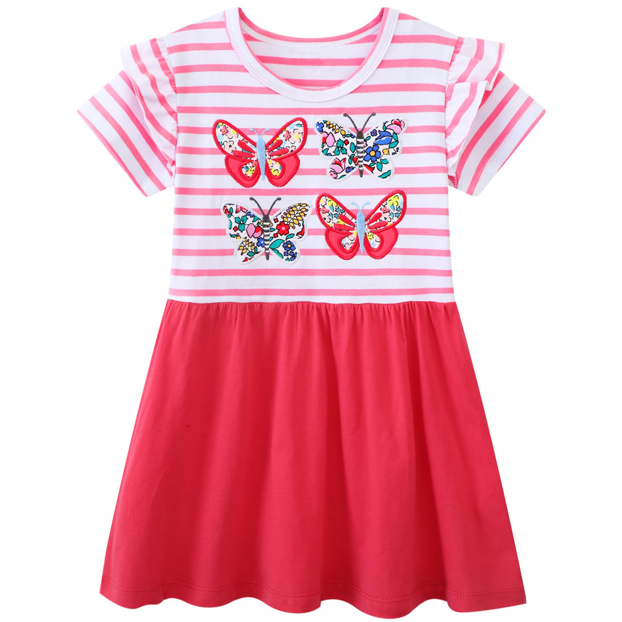 FILOWA Vestido para Niña Infantil Unicornio Flores Bordado Verano Disfraz Algodón Corazón Estrella Estampado Sin Mangas/Larga Vestidos Animal Patrón Casual Ropa Primavera Cumpleaños Niños 2-8 años