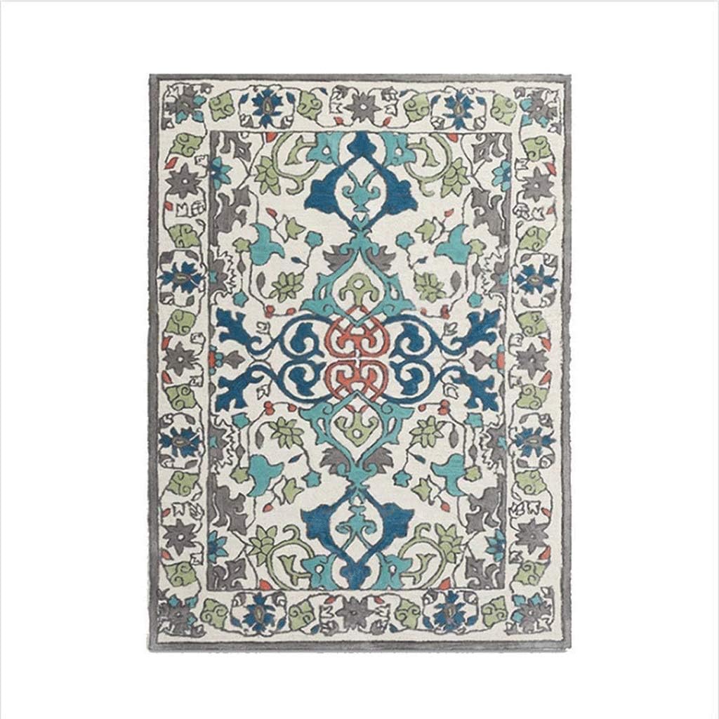 HBJWOV European Ethnic Green Flower Pattern Carpets for Living Room Home Bedroom Rugs Non-Slip Mats 120X160cm